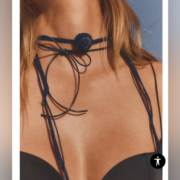 Zara Floral Denim Choker Necklace - Picture 1 of 4
